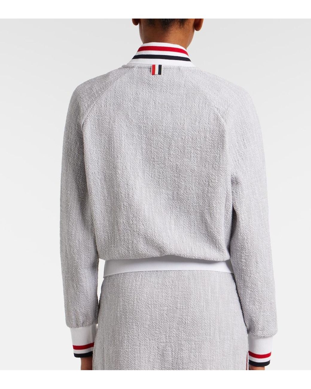 Thom Browne White Cotton-Blend Bomber Jacket