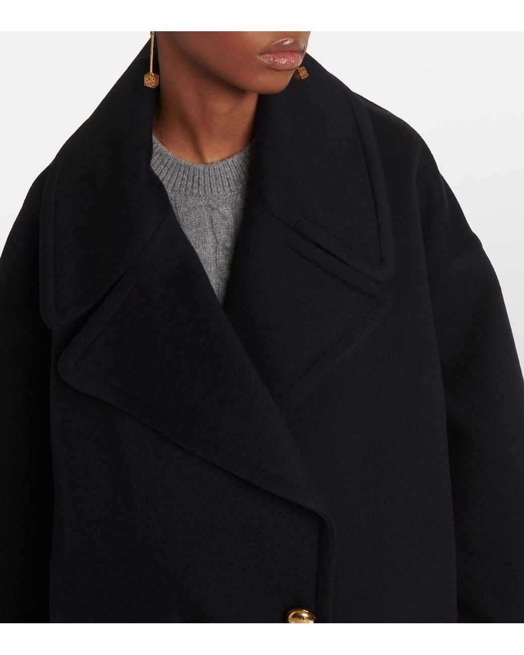 Loewe Blue Pebble Wool Peacoat