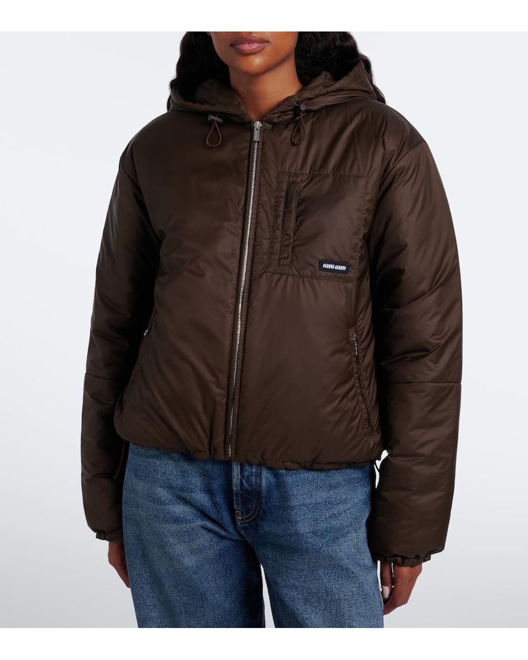 Miu Miu Brown Hooded Puffer Jacket