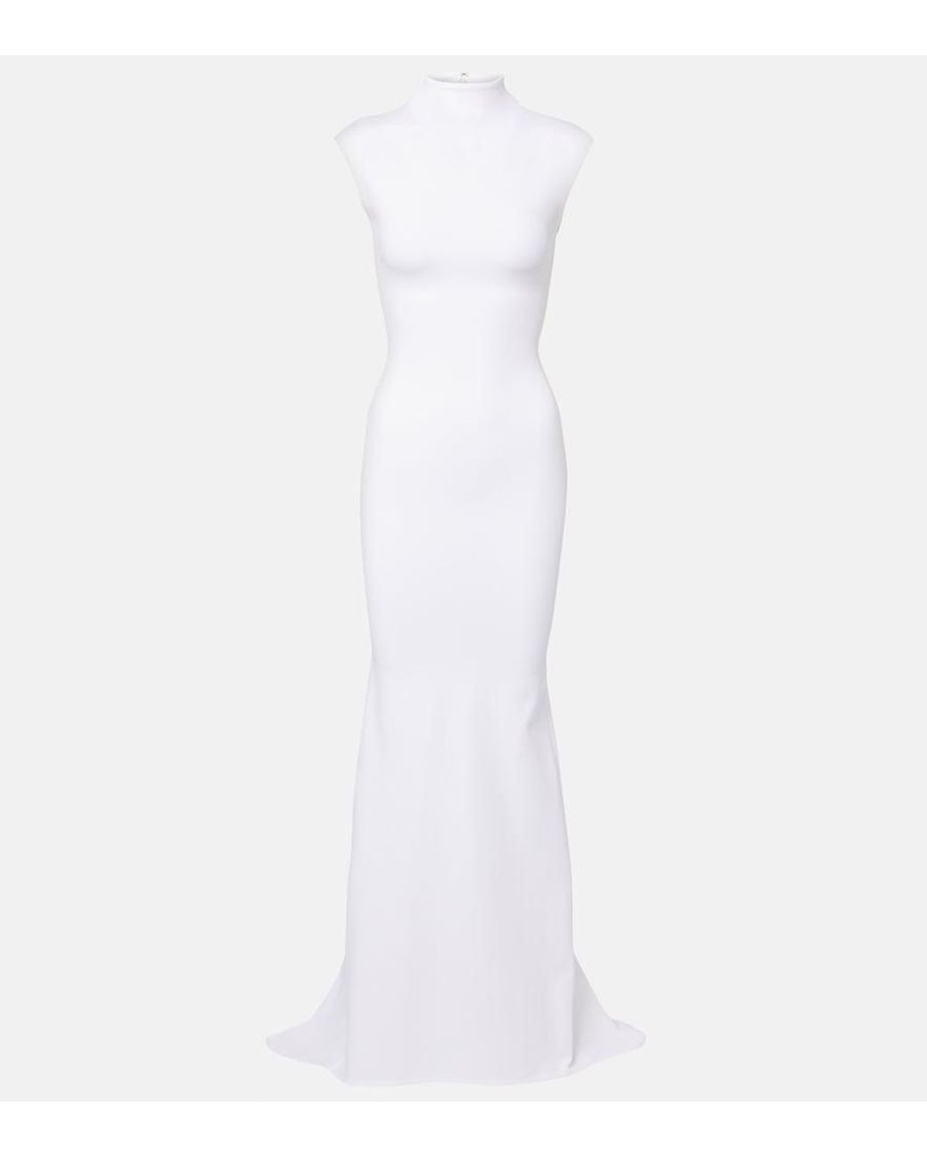 Jacquemus White Alba Crepe Jersey Maxi Dress