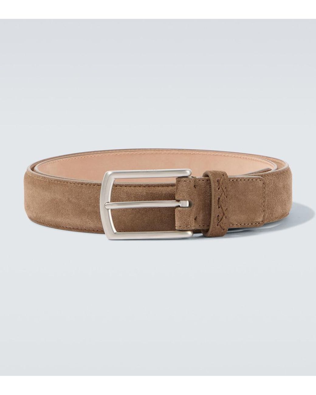 Zegna Natural Triple Stitch Suede Belt for men