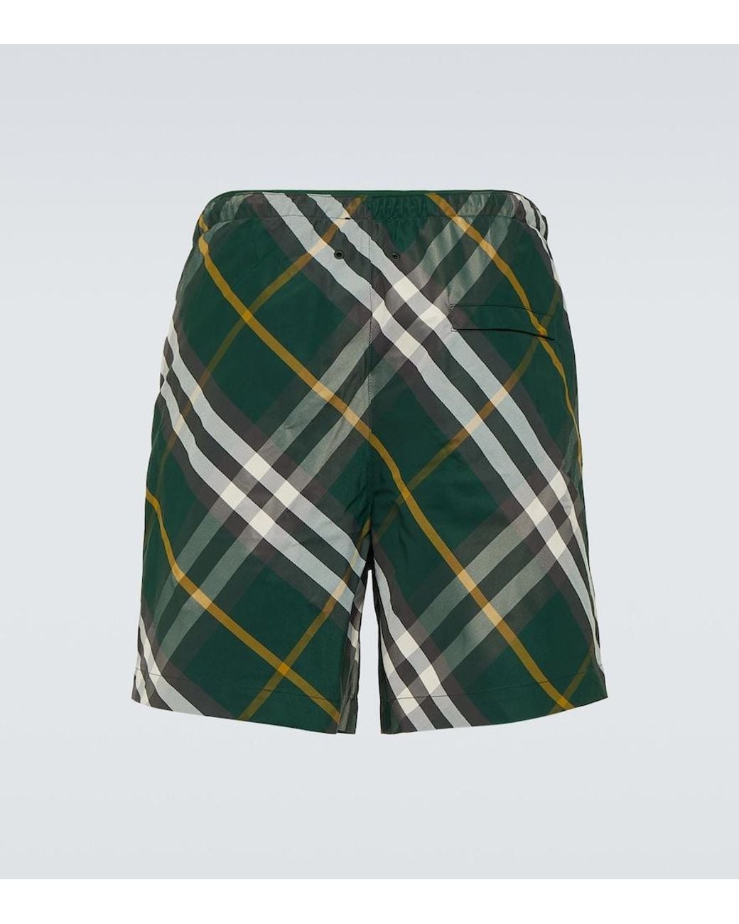 Burberry Green Ekd Logo Check Swim Shorts for men