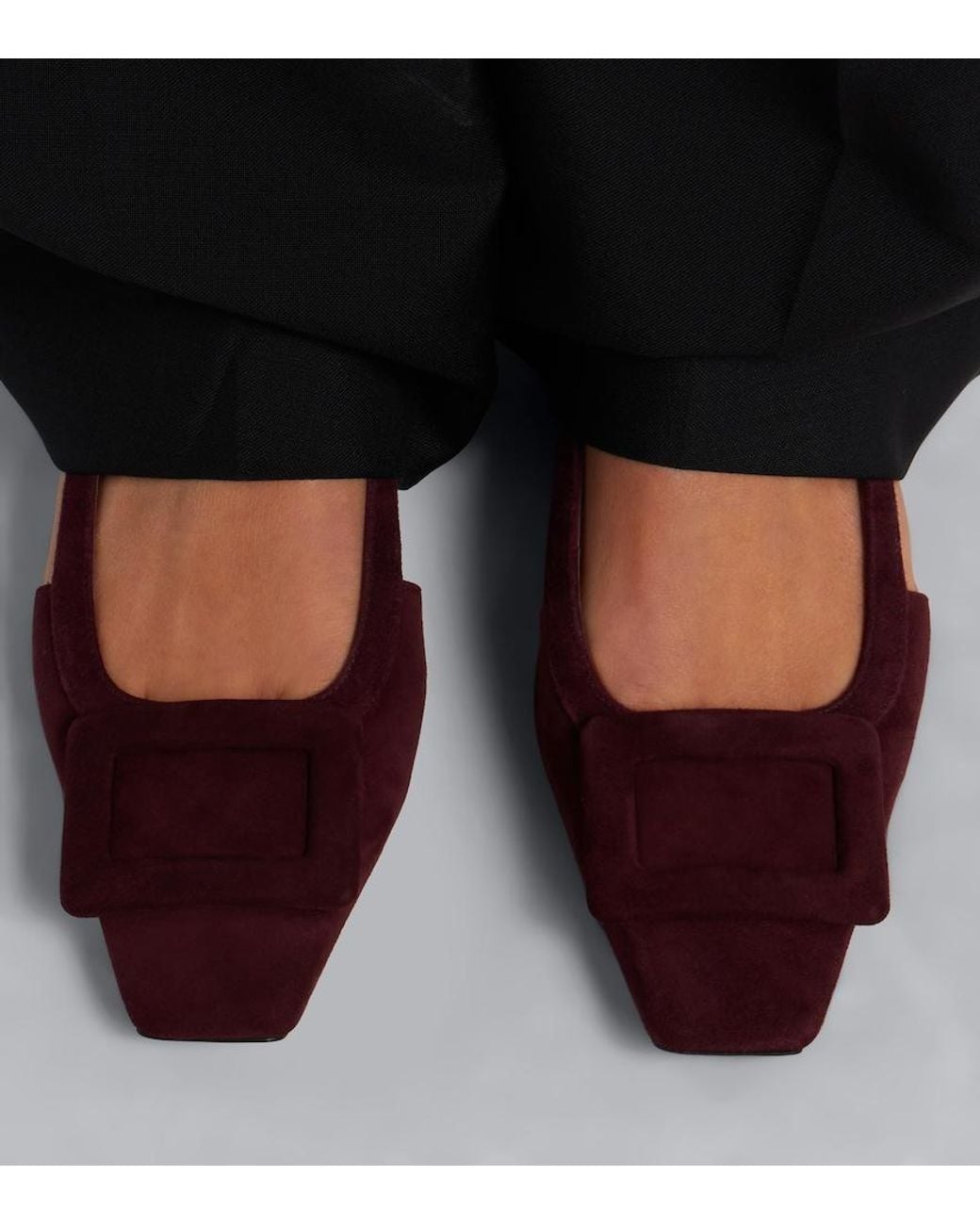 Roger Vivier Brown Belle Vivier Suede Slingback Flats