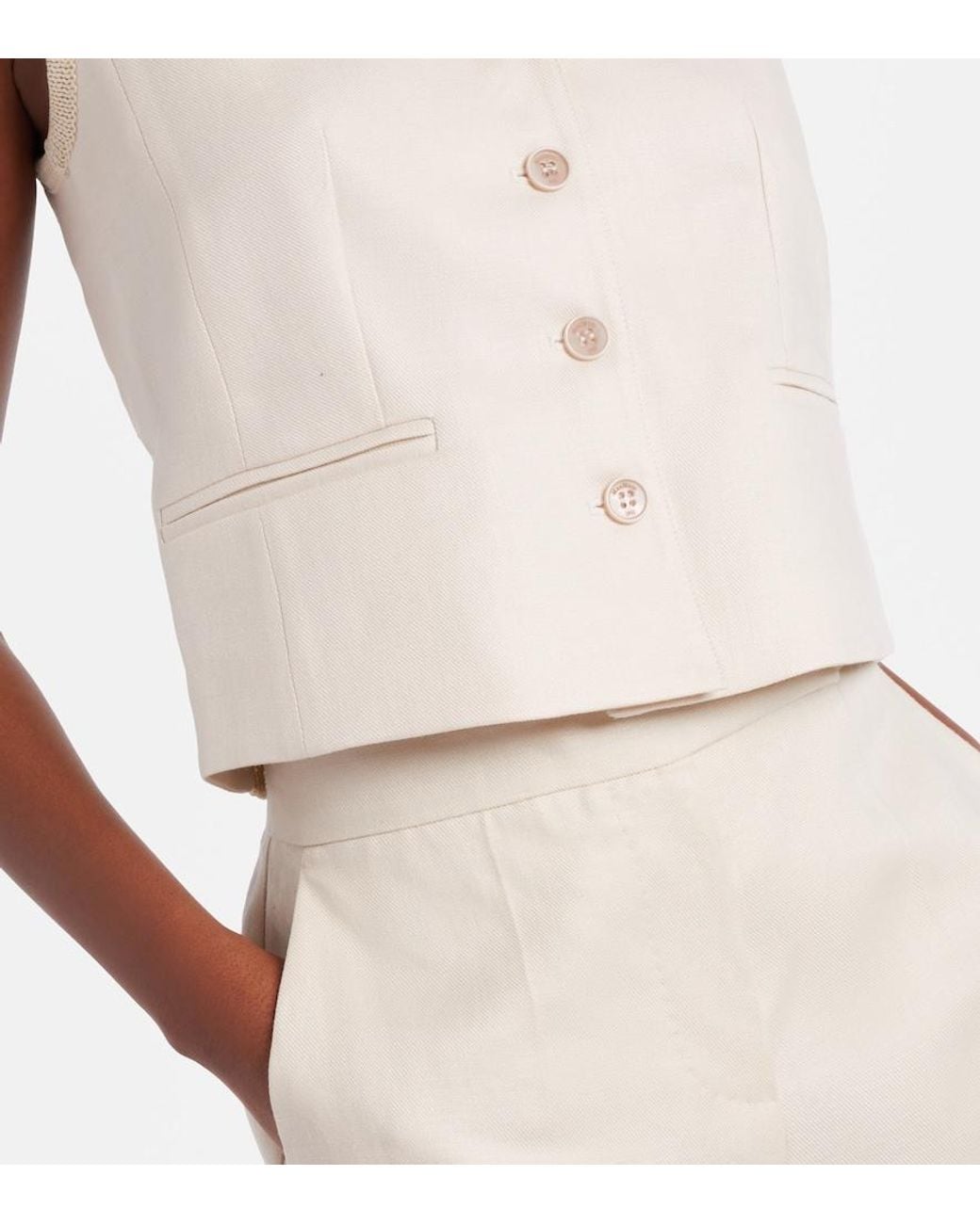 Max Mara White Calibri Cable-Knit Linen Vest
