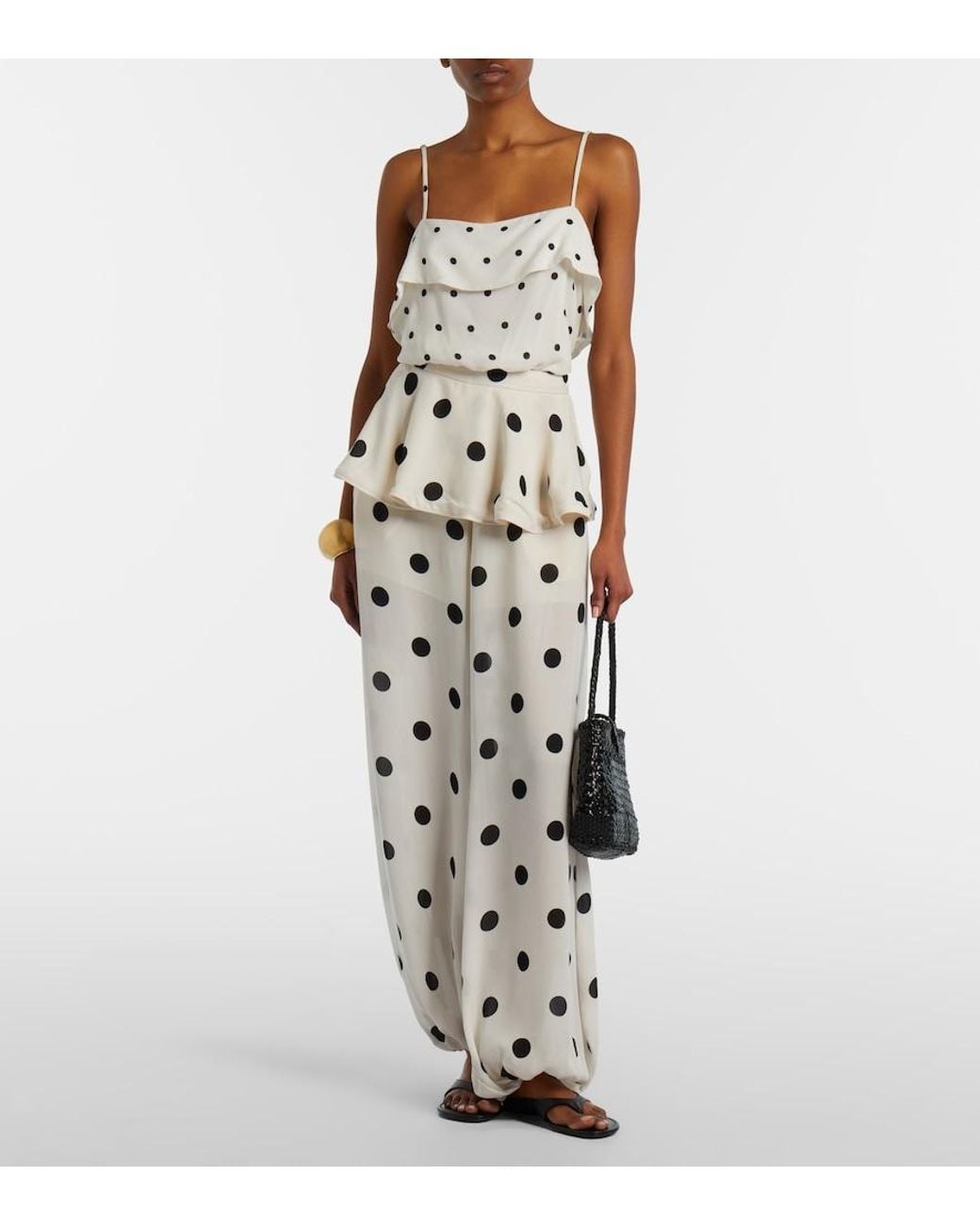 Adriana Degreas Natural Polka-Dot Crop Top