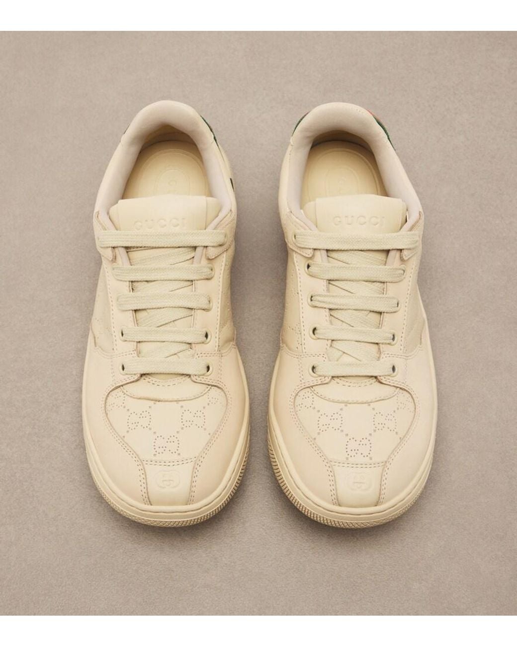 Gucci Natural Screener Gg Web Stripe Leather Sneakers