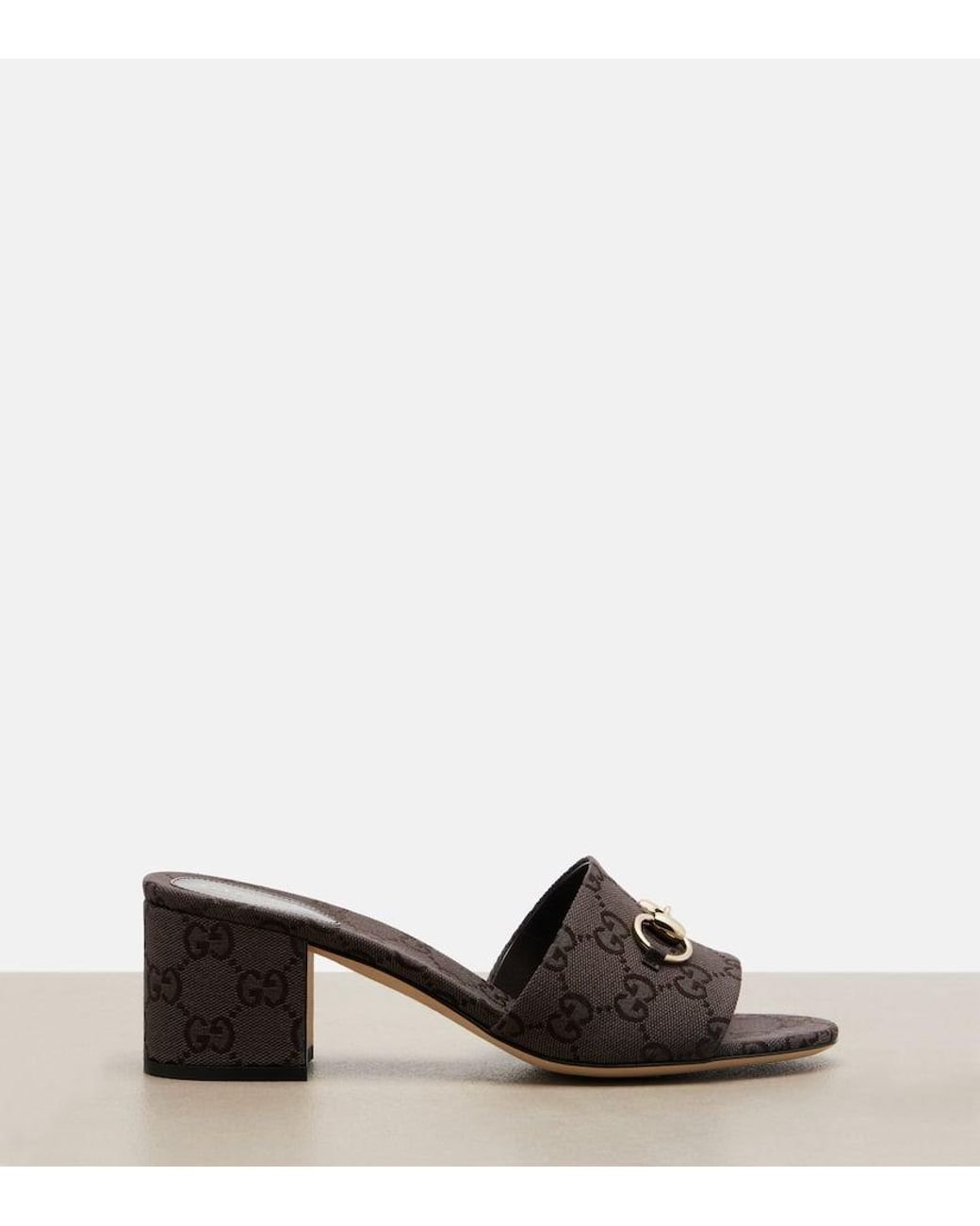 Gucci Black Pantoletten Horsebit Gg Aus Canvas