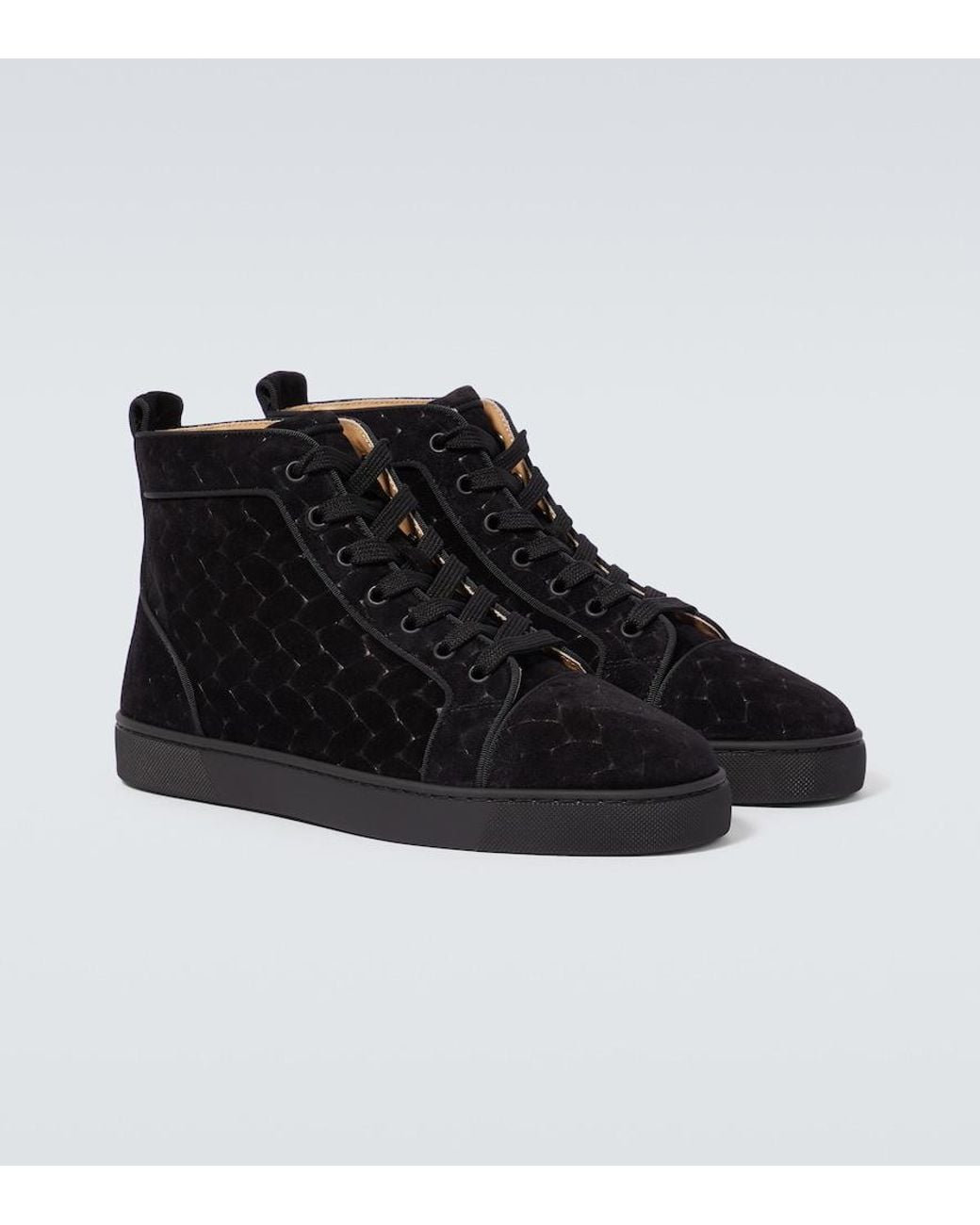 Christian Louboutin Black Louis Suede High-Top Sneakers for men