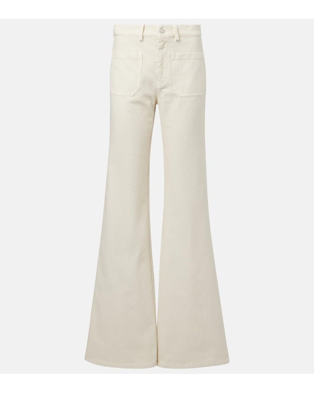 Nili Lotan Natural Florence Cotton Wide-Leg Pants