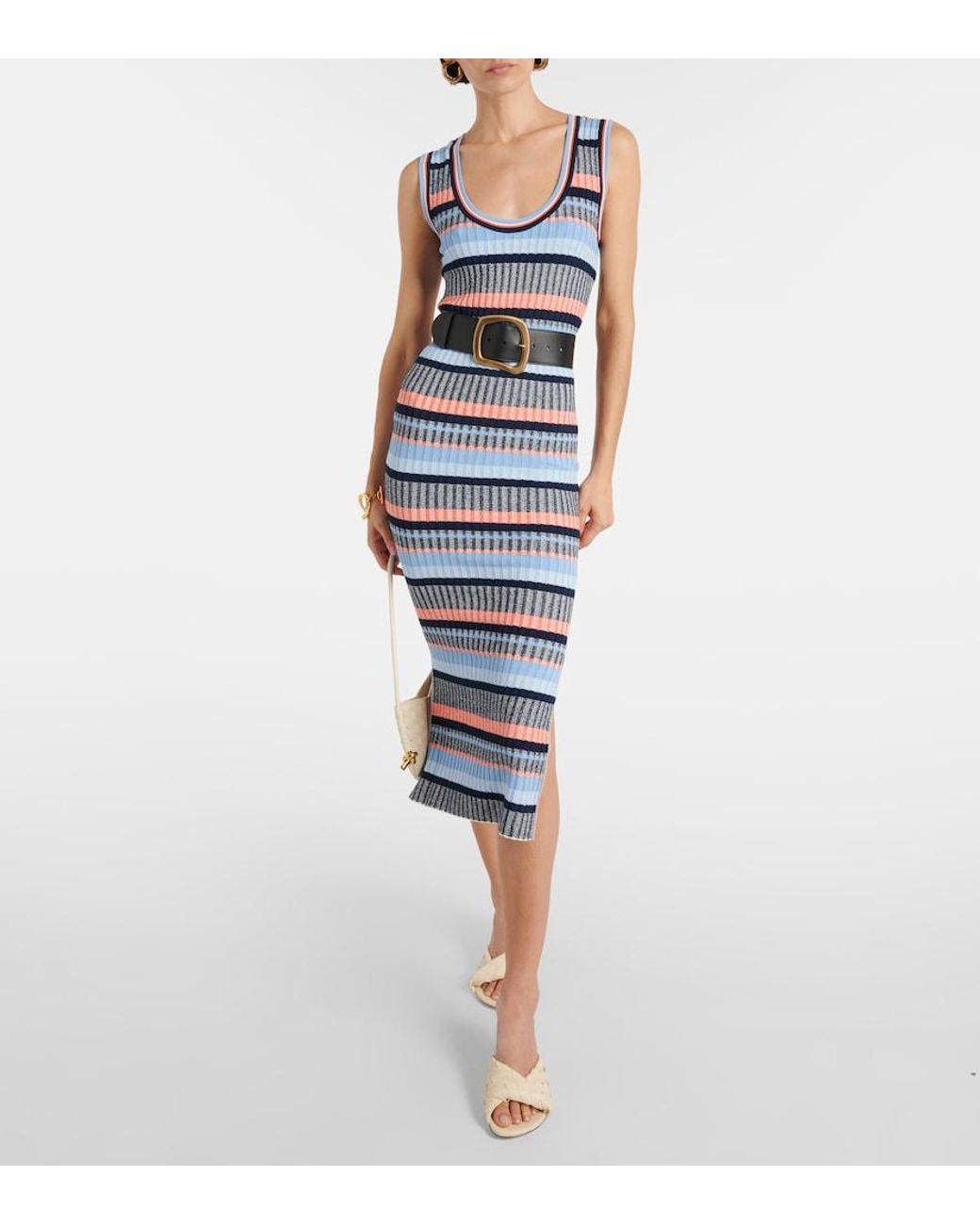 Veronica Beard Blue Fabiana Ribbed Dress