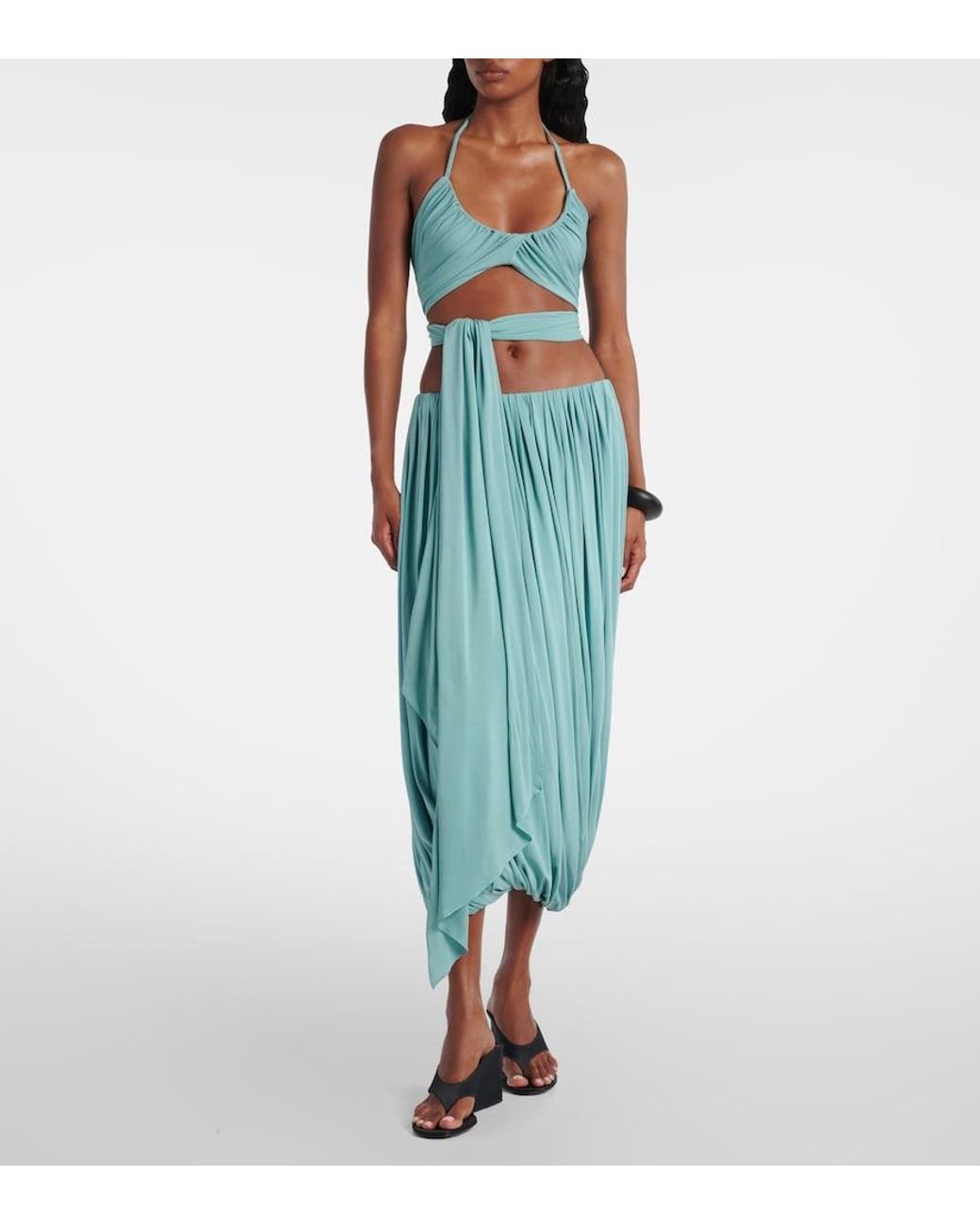 Alaïa Blue Draped Halterneck Top