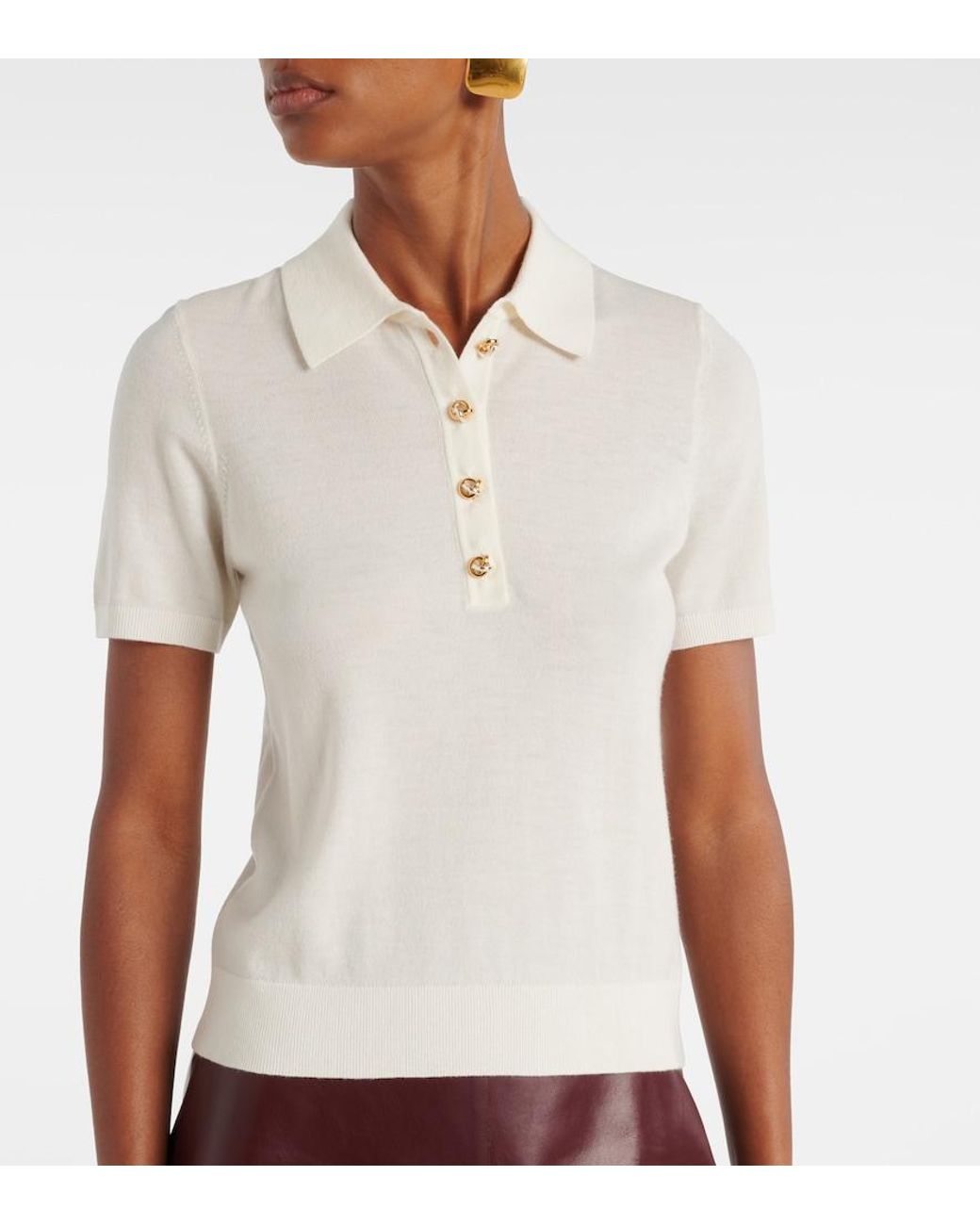 Altuzarra White Nemo Wool-Blend Polo Shirt
