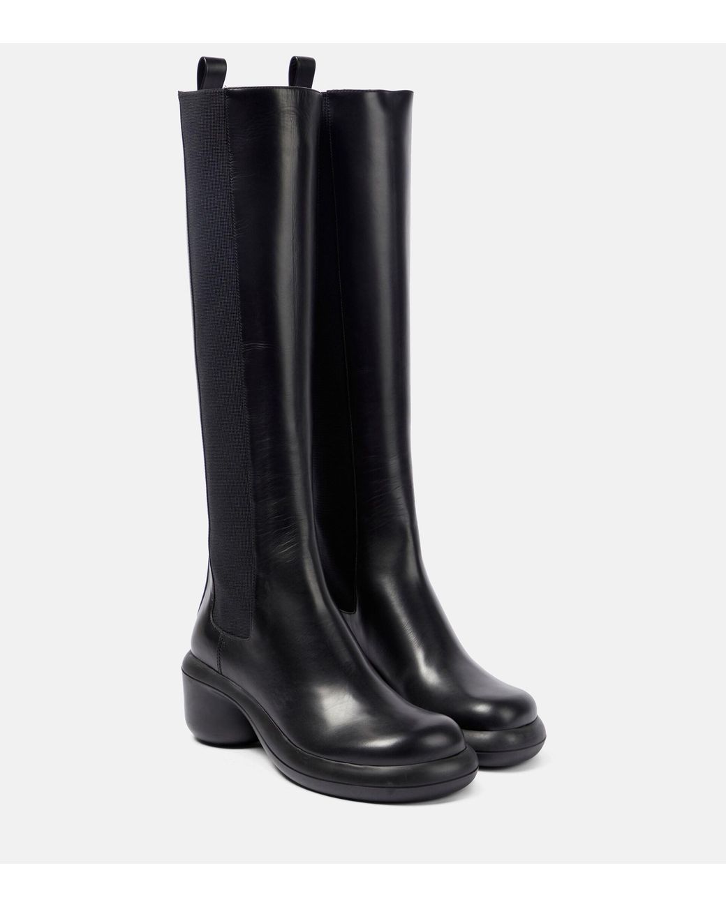 Jil Sander Kneehigh Leather Boots in Black Lyst