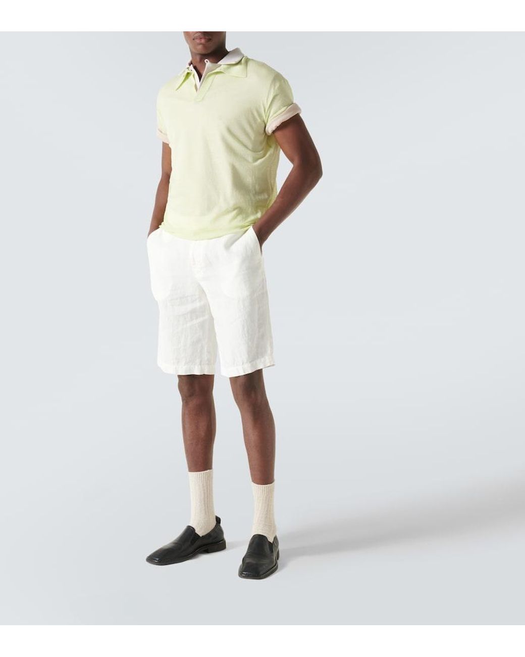 Auralee Green Wool And Silk Polo Sweater for men