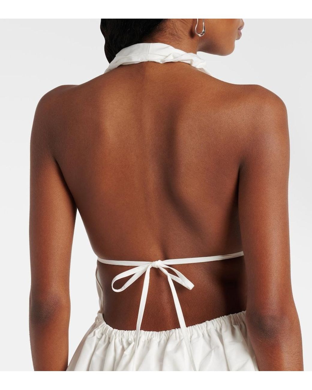 Dries Van Noten White Gathered Halterneck Top