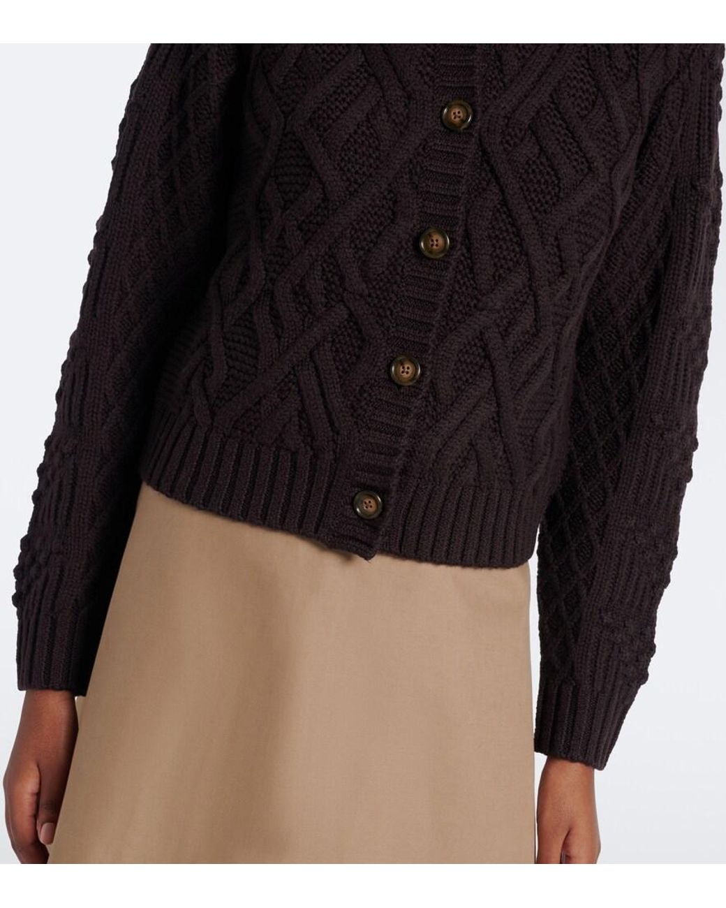 Emilia Wickstead Black Brinkley Cable-Knit Wool Cardigan