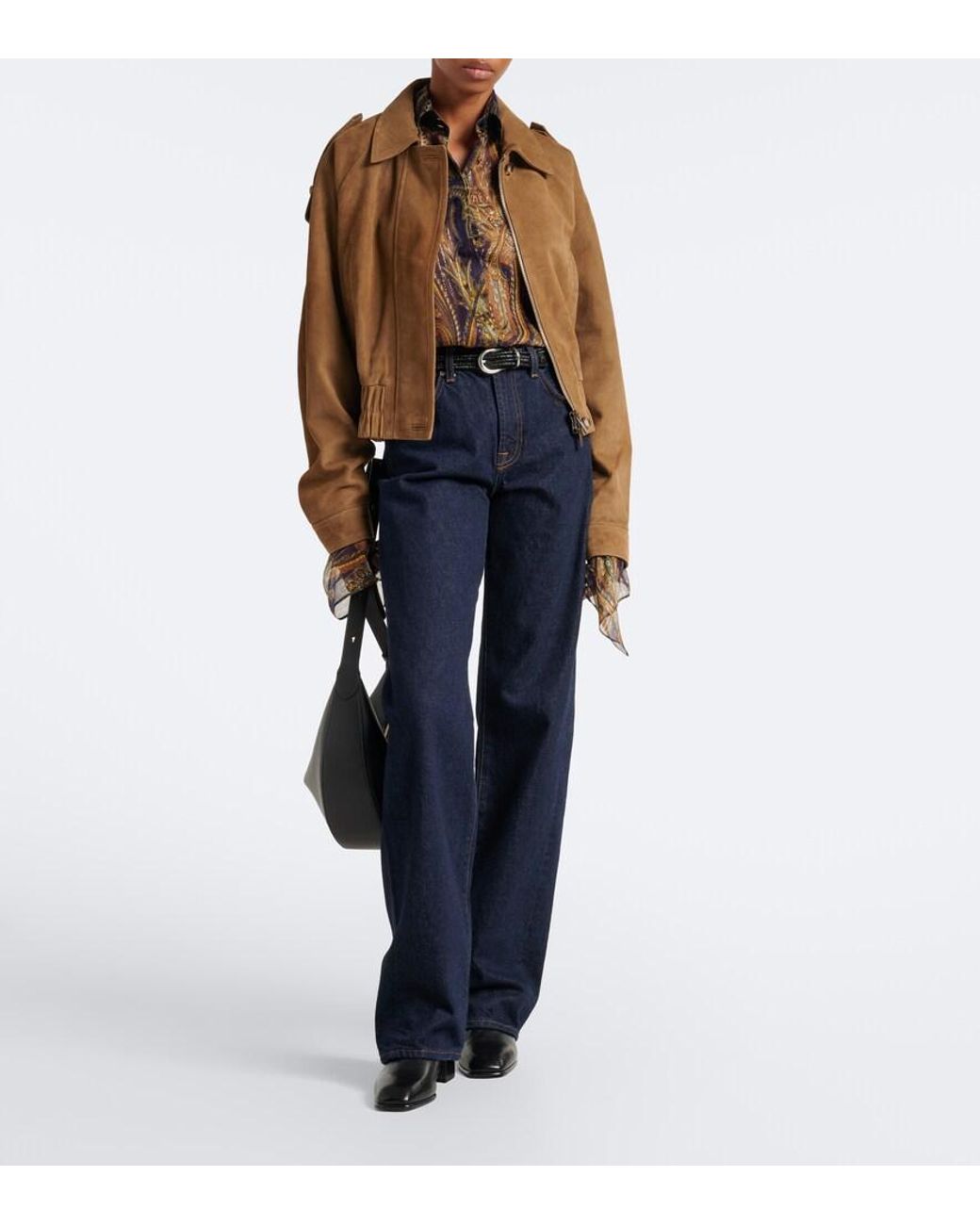 7 For All Mankind Brown Suede Blouson Jacket