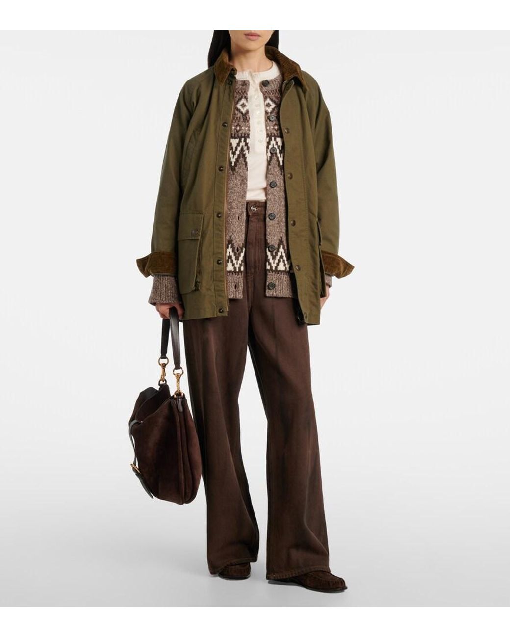 Polo Ralph Lauren Brown Fair Isle Jacquard Wool-Blend Cardigan
