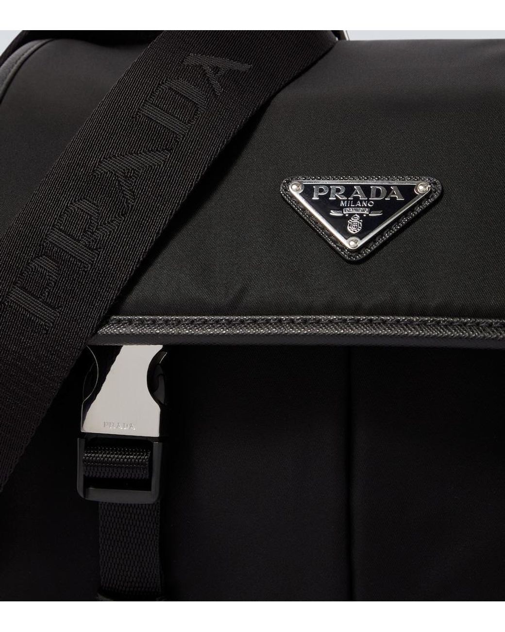 Prada Black Re-Nylon Leather-Trimmed Shoulder Bag for men