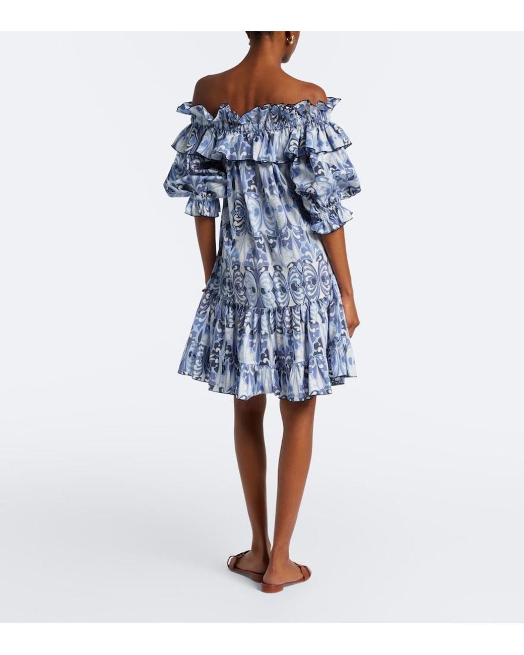 LaDoubleJ Blue Breakfast Printed Cotton Poplin Minidress