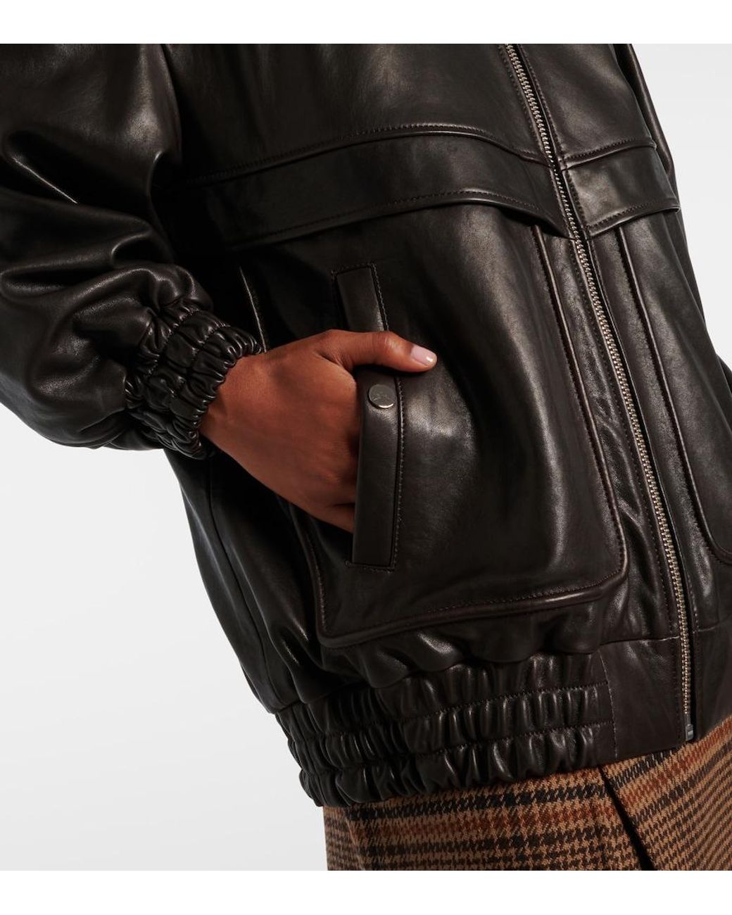 Nour Hammour Black Beck Leather Bomber Jacket