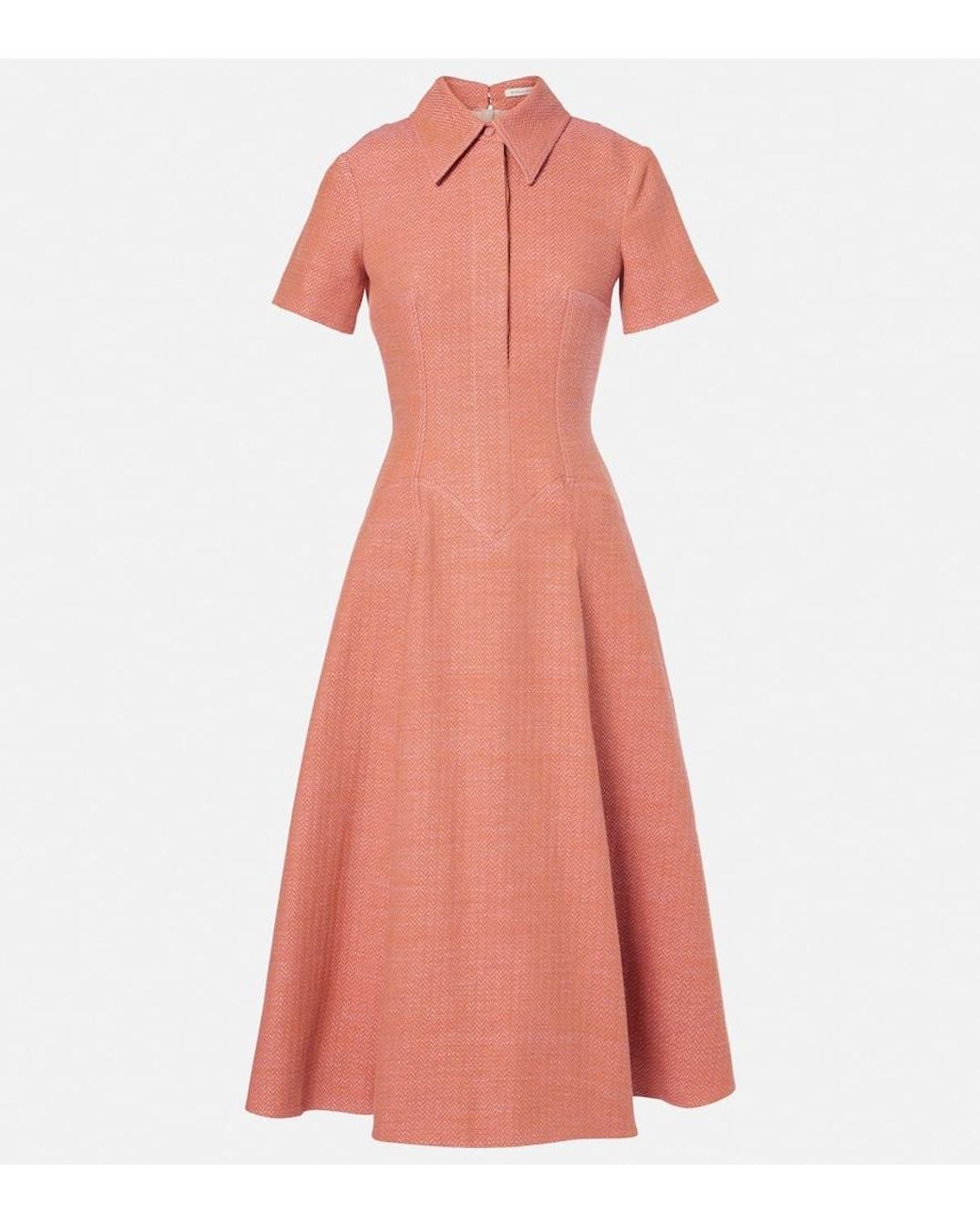 Emilia Wickstead Jody Cotton And Linen Midi Dress in Pink | Lyst