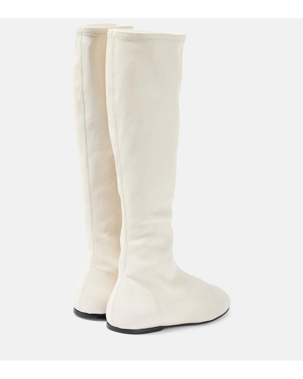 Co. White Leather Knee-High Boots