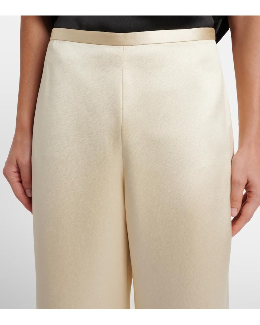 The Row Natural Lanuit Silk Satin Straight Pants