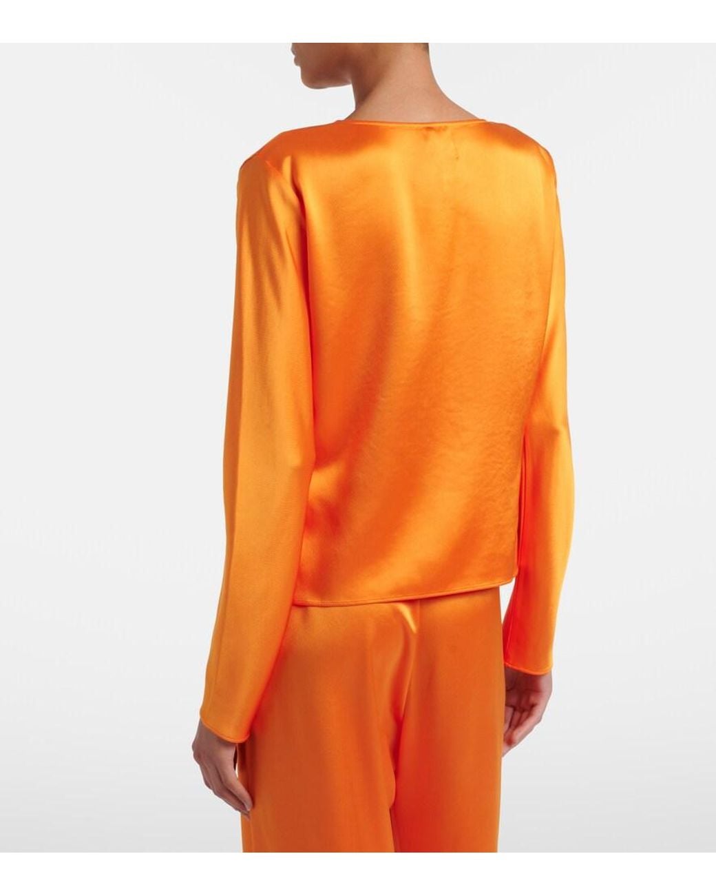 Leset Orange Barb Satin Top