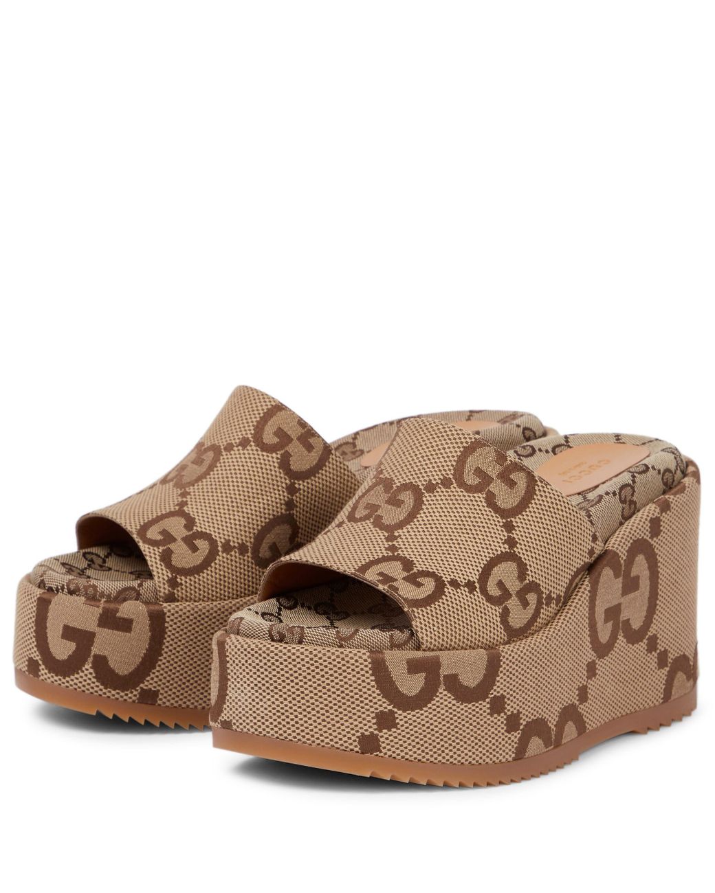 Gucci Jumbo GG Wedge Platform Sandals in Brown | Lyst Canada