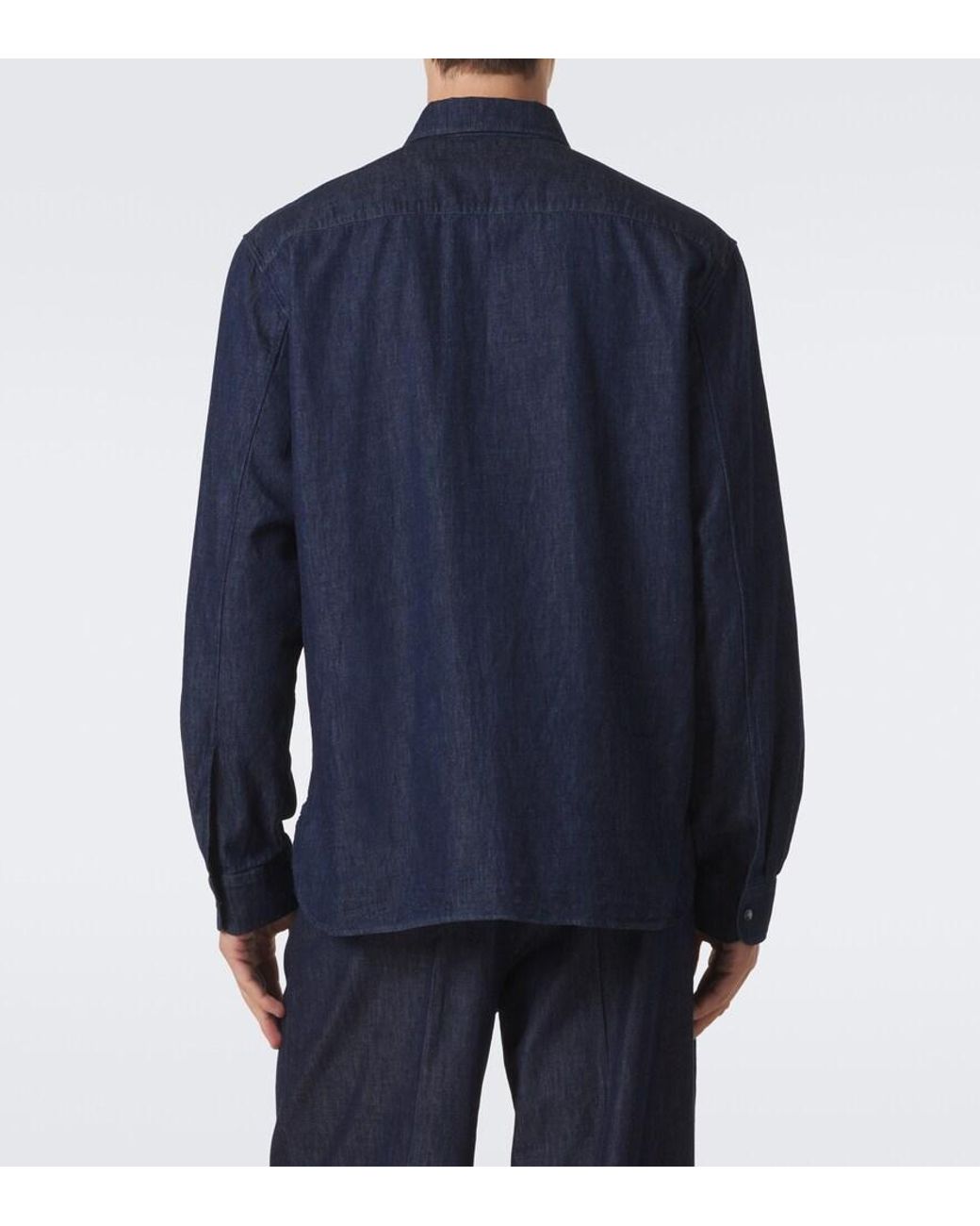 Jil Sander Blue Cotton Chambray Shirt for men