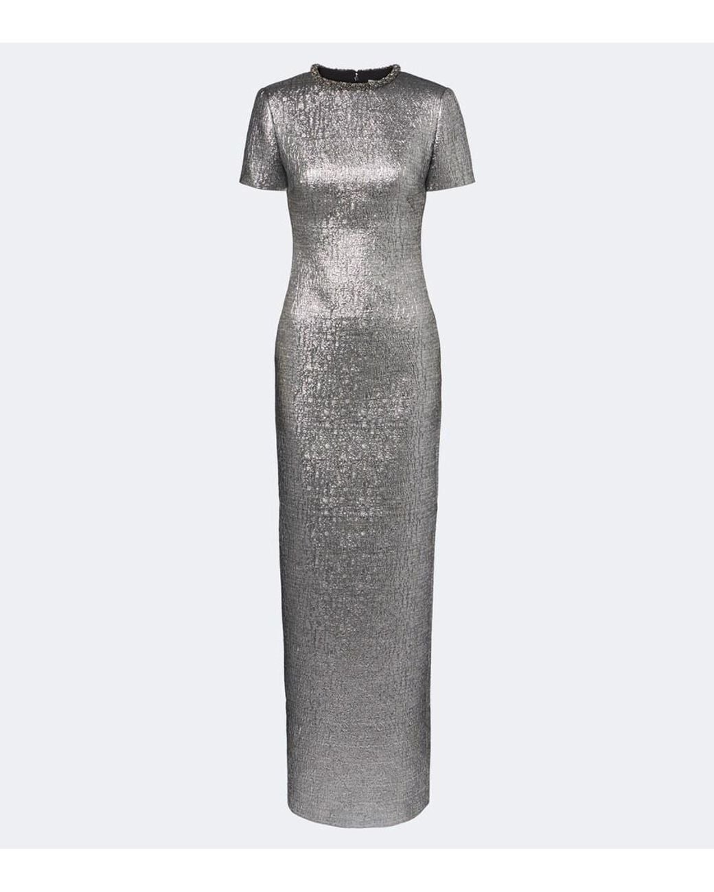 Roland Mouret Gray Embellished Lame Jacquard Gown