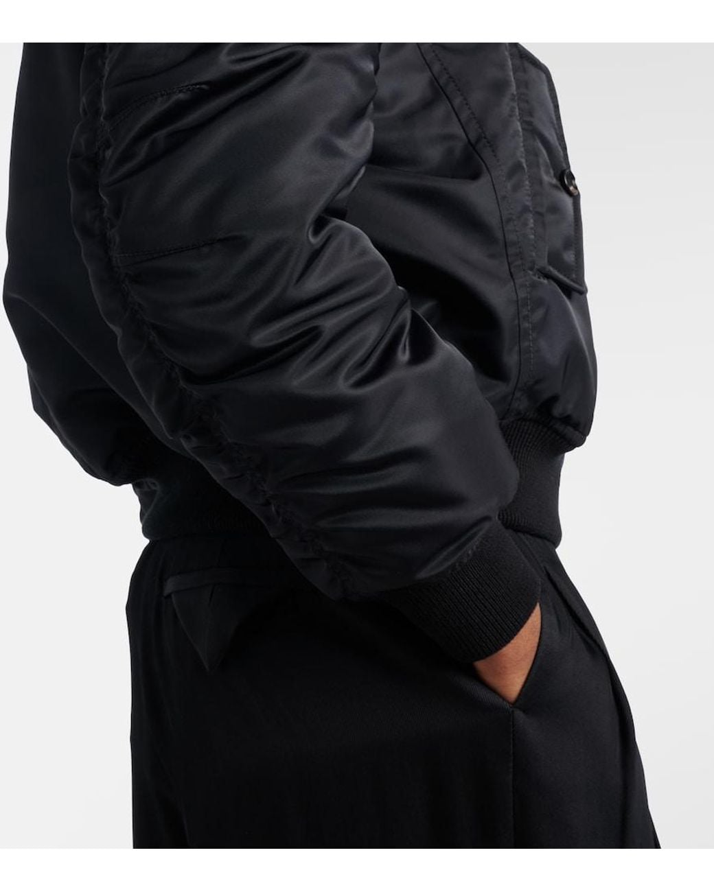Bottega Veneta Black Intrecciato Leather-Trimmed Blouson Jacket