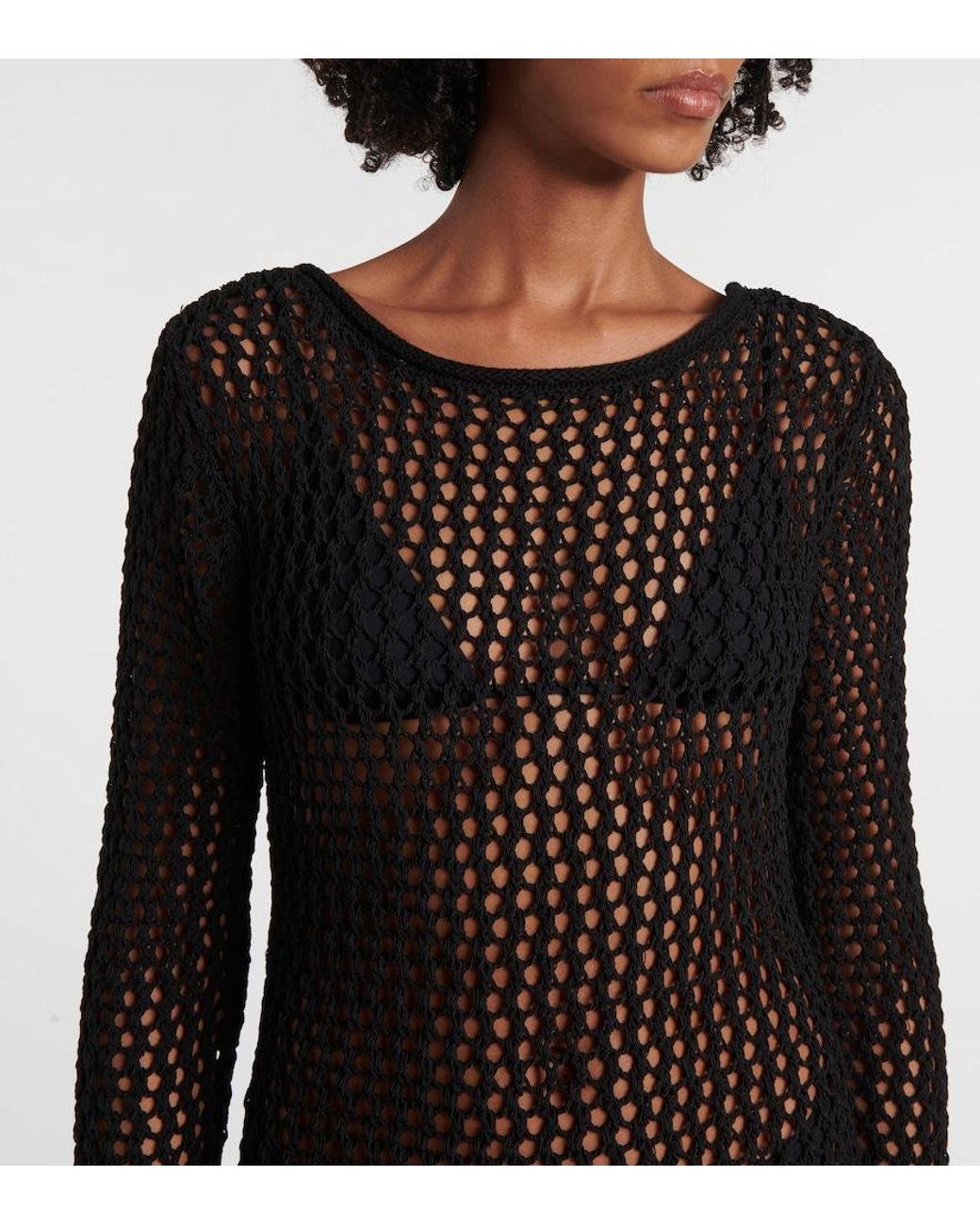 Christopher Esber Black Sheer Cotton-Blend Maxi Dress