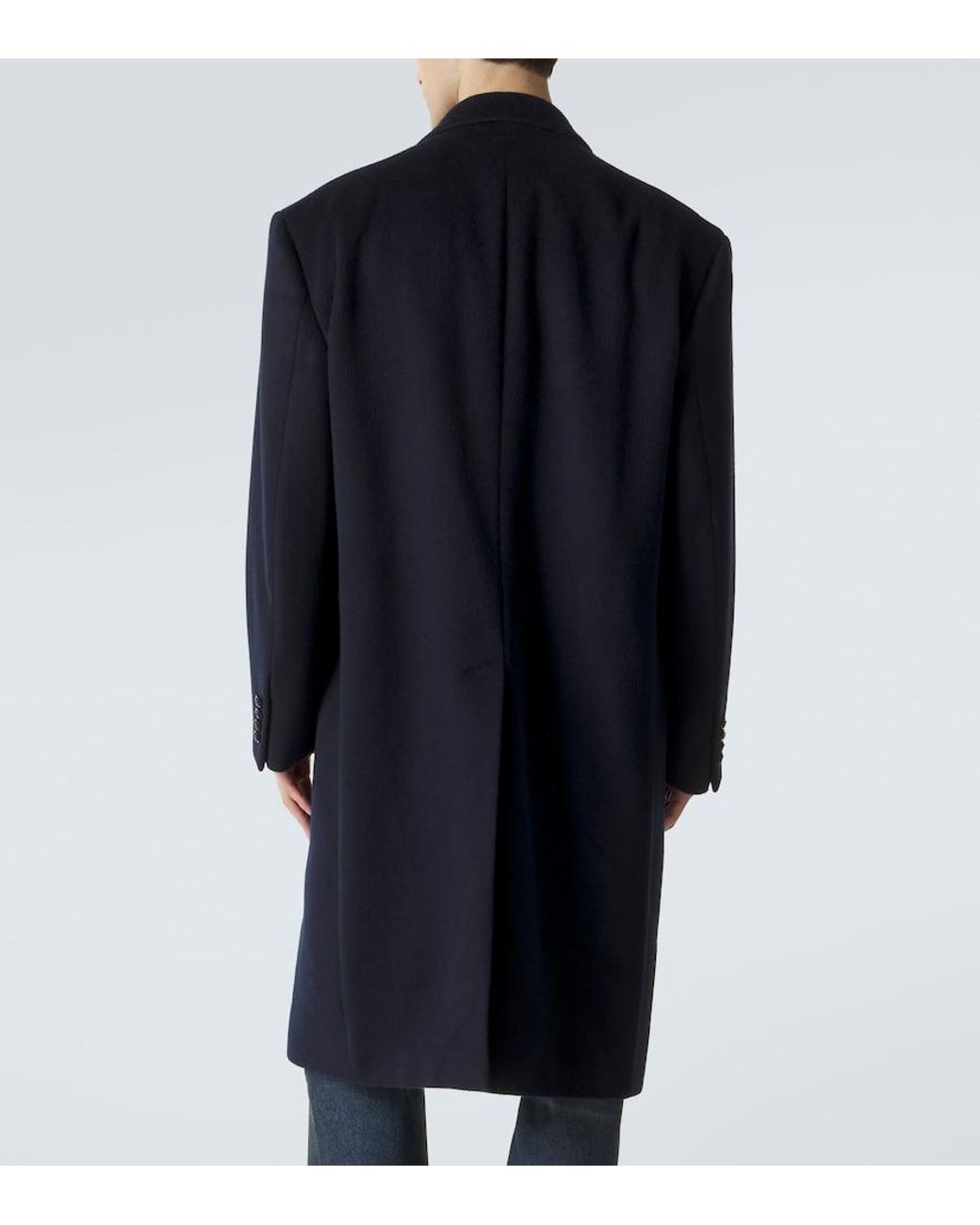 Gucci Blue Double-Breasted Cashmere Coat for men