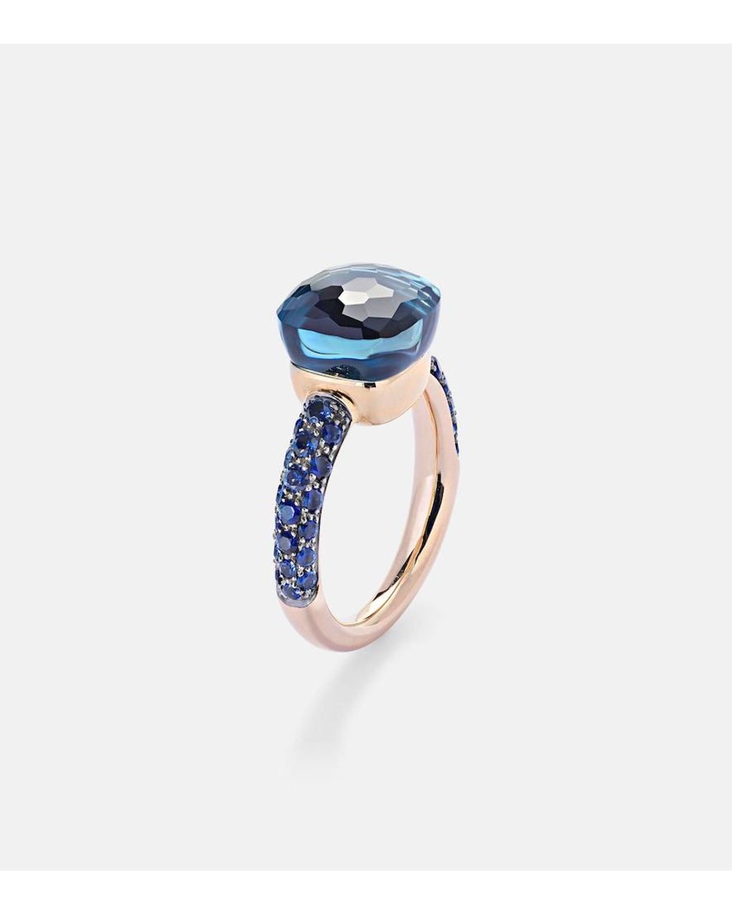 Pomellato Blue Nudo 18Kt Rose And Ring With Topaz