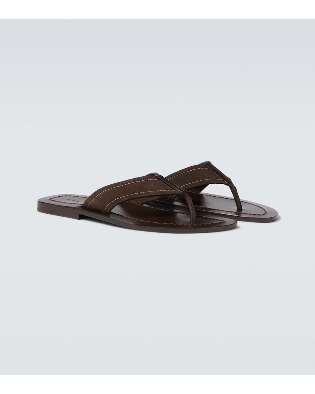 The Row Brown Dan Suede Thong Sandals for men