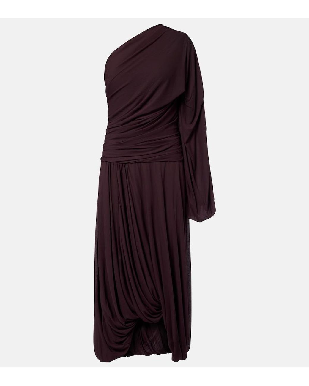 Proenza Schouler Purple Gabri Draped One-Shoulder Jersey Midi Dress