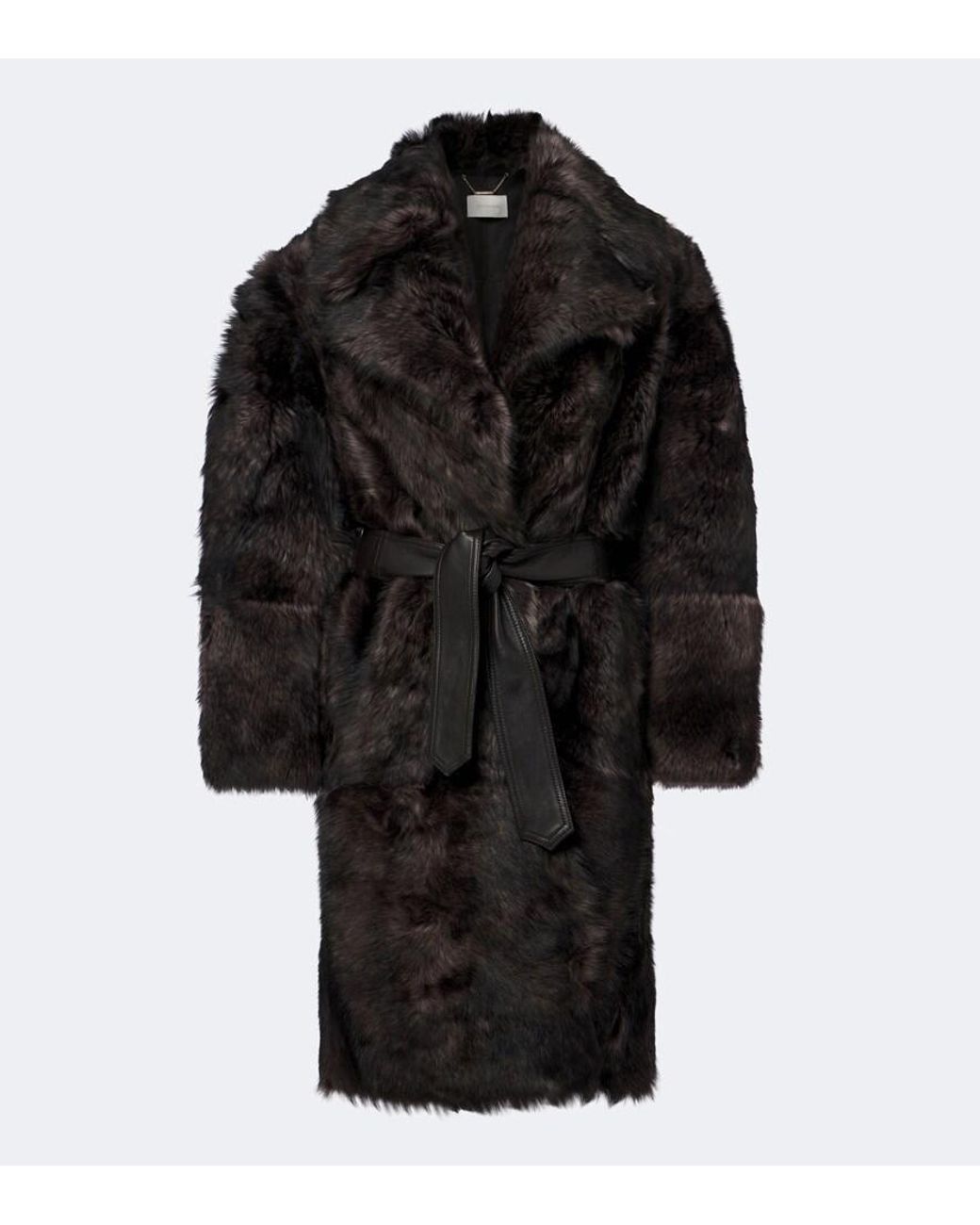 Zimmermann Black Valiant Leather-Trimmed Shearling Wrap Coat
