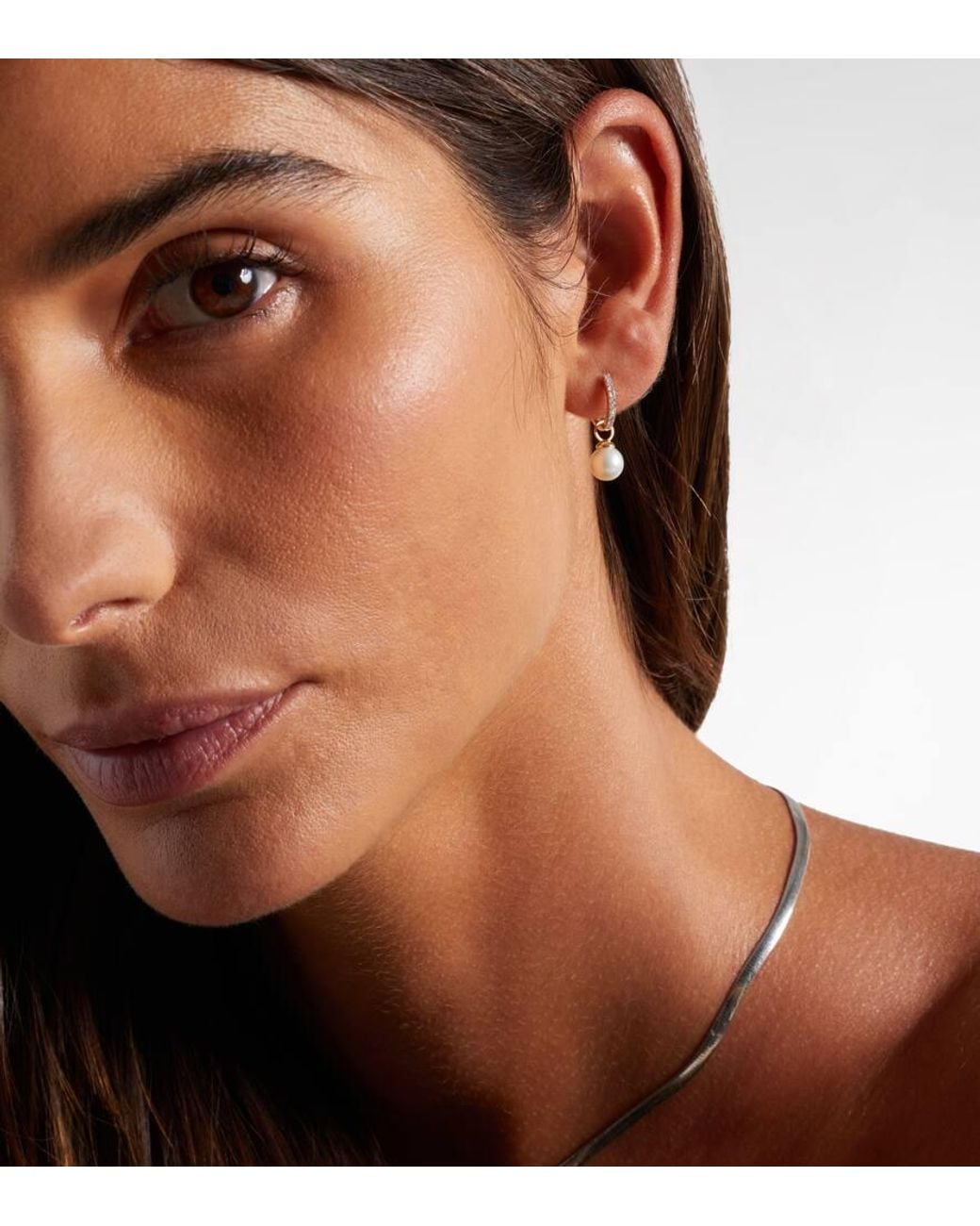 Mateo White 14Kt Earrings With Diamonds And Detachable Pearls