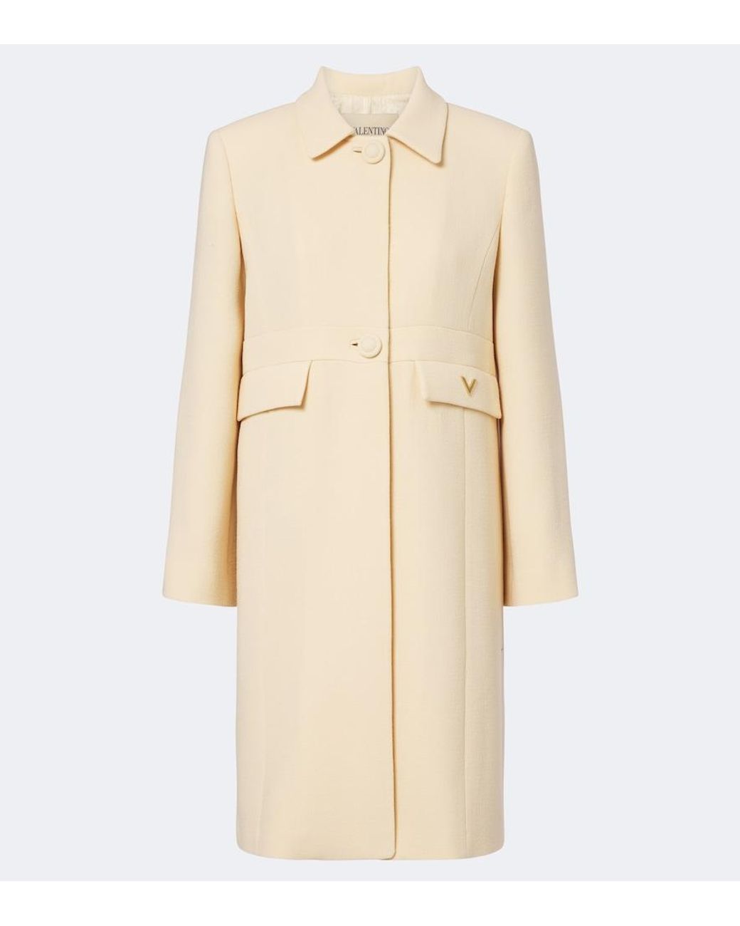 Valentino Garavani Natural Vgold Virgin Wool Crepe Coat