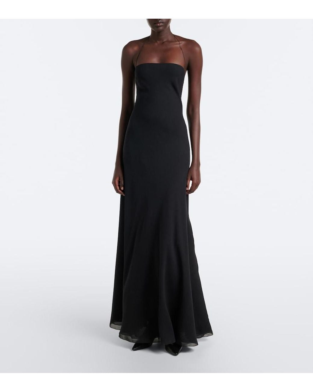 The Row Black Javier Silk Georgette Gown