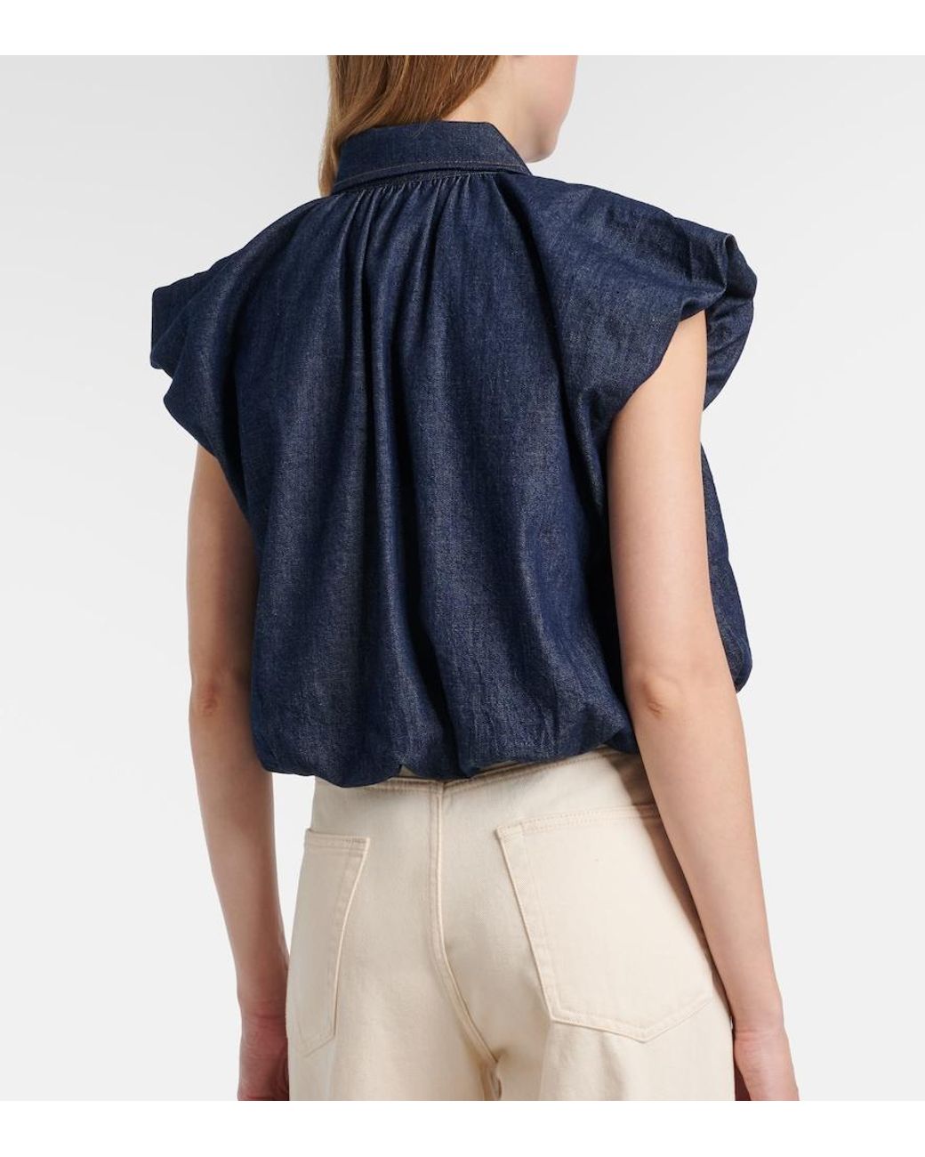 FRAME Blue Shell Denim Blouse