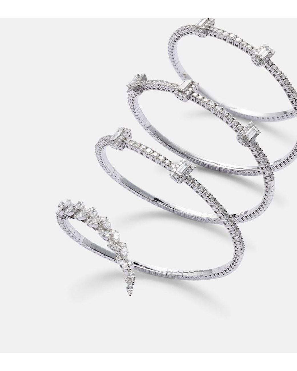 YEPREM White Y-Couture 18Kt Cuff Bracelet With Diamonds