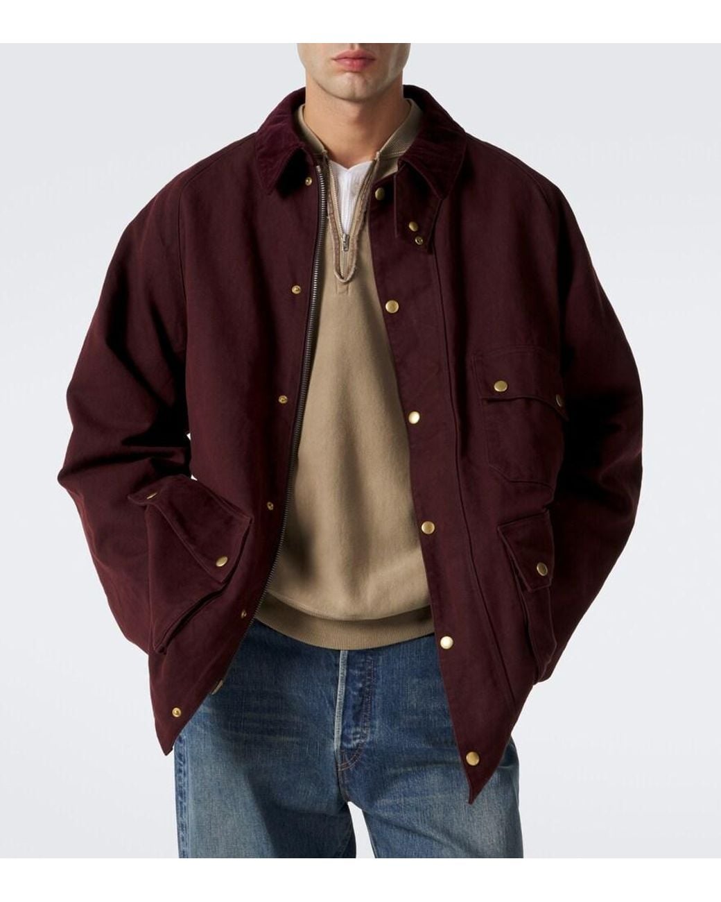 A.PRESSE Purple Cotton, Hemp, And Silk Field Jacket for men