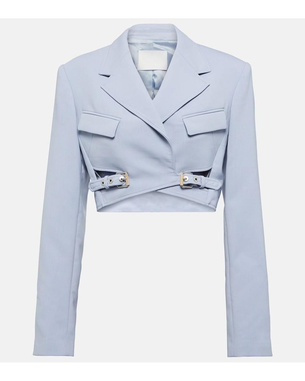 Dion Lee Blue Cropped Wool-Blend Blazer