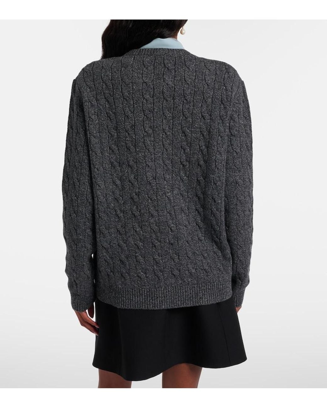 Valentino Garavani Gray Cable-Knit Virgin Wool Mouline Sweater