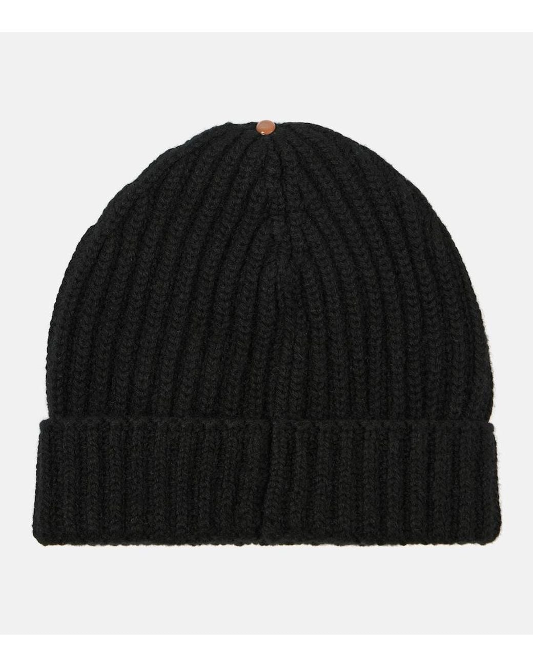 God's True Cashmere Black Molly Hogan Ribbed-Knit Cashmere Beanie