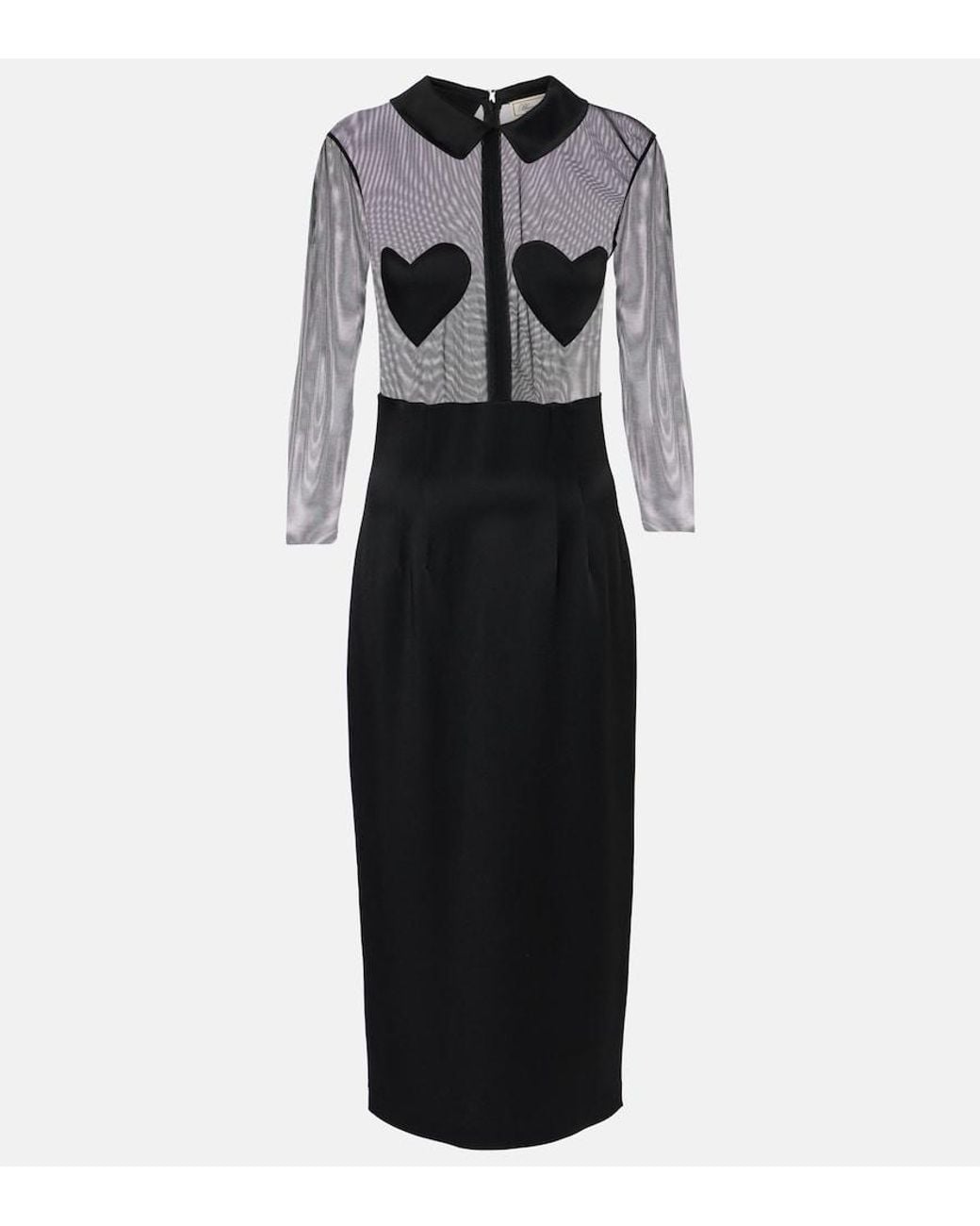 Blumarine Black Mesh And Satin Midi Dress