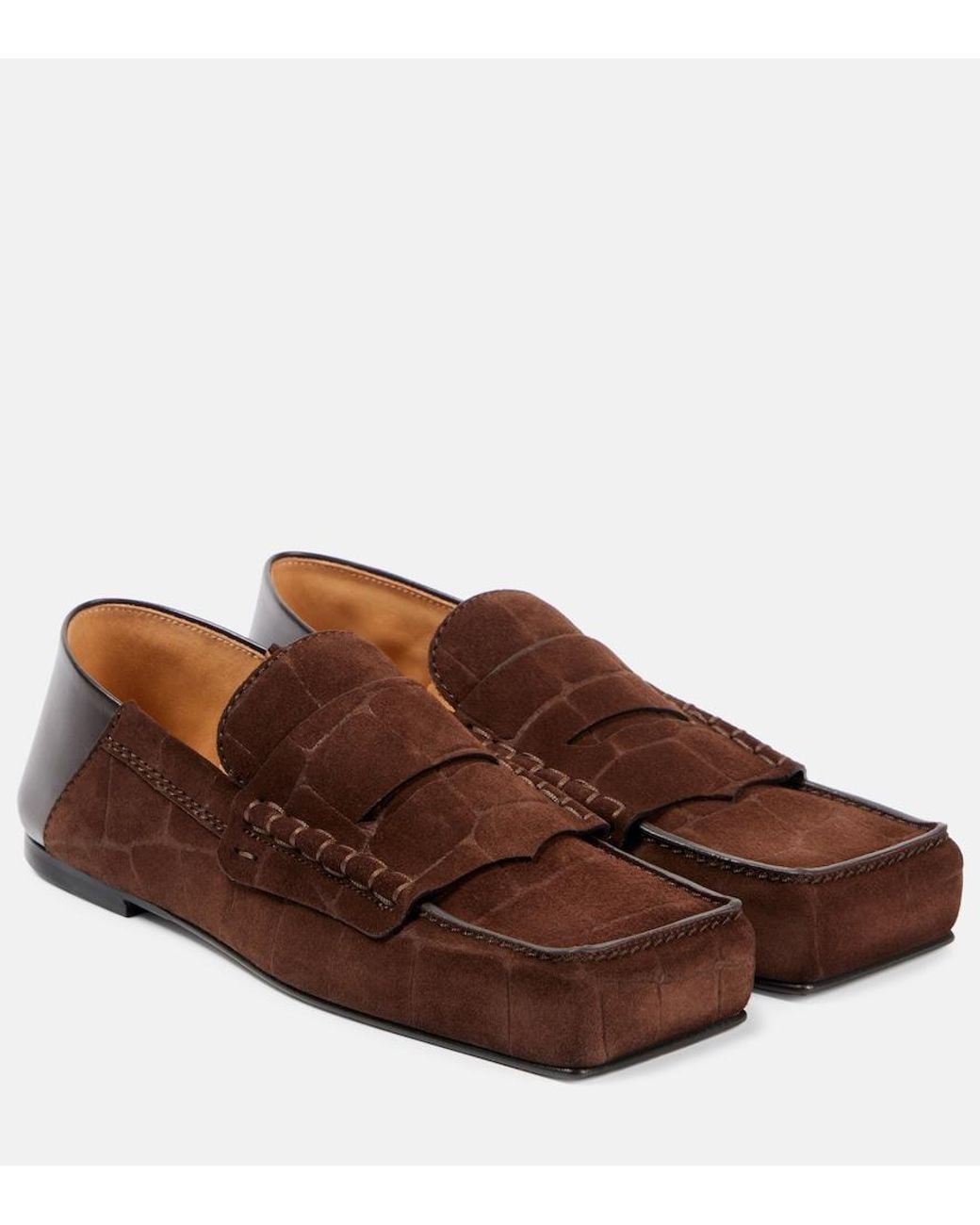 Jacquemus Brown Carre Leather Penny Loafers